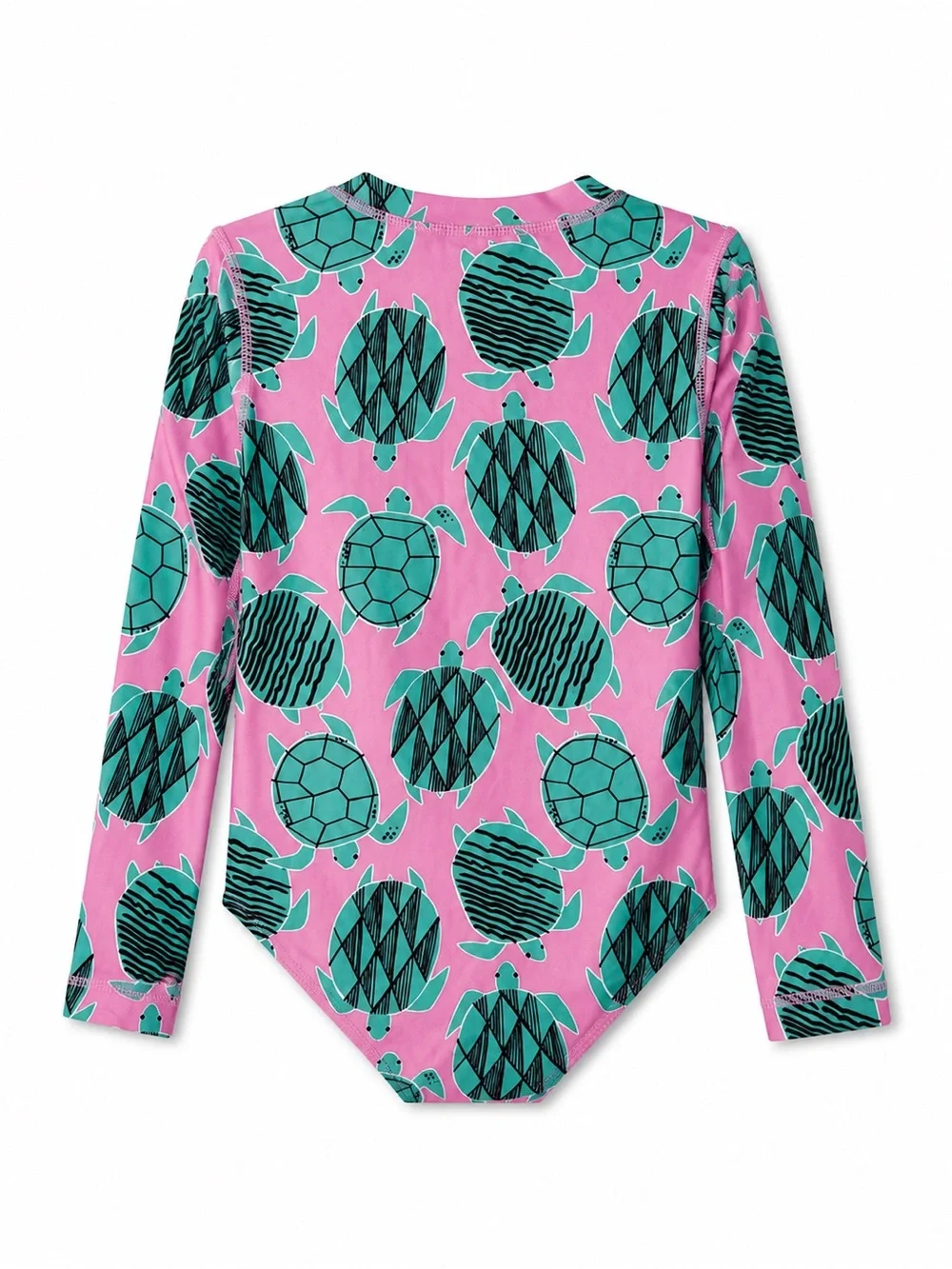 Tea Collection Girls Turtle Print Long Sleeve One Piece Swimsuit Size 7